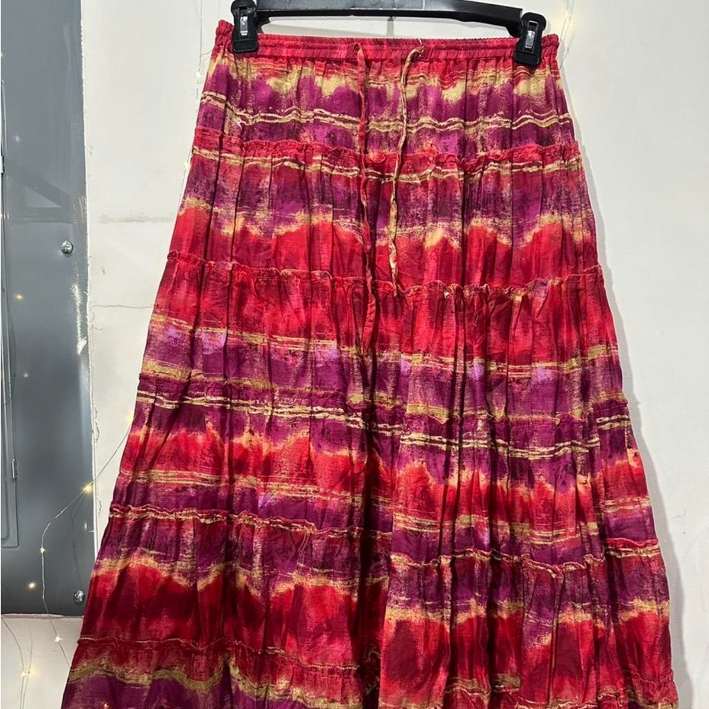 Jane Ashley Vibrant Red and Purple Maxi Skirt